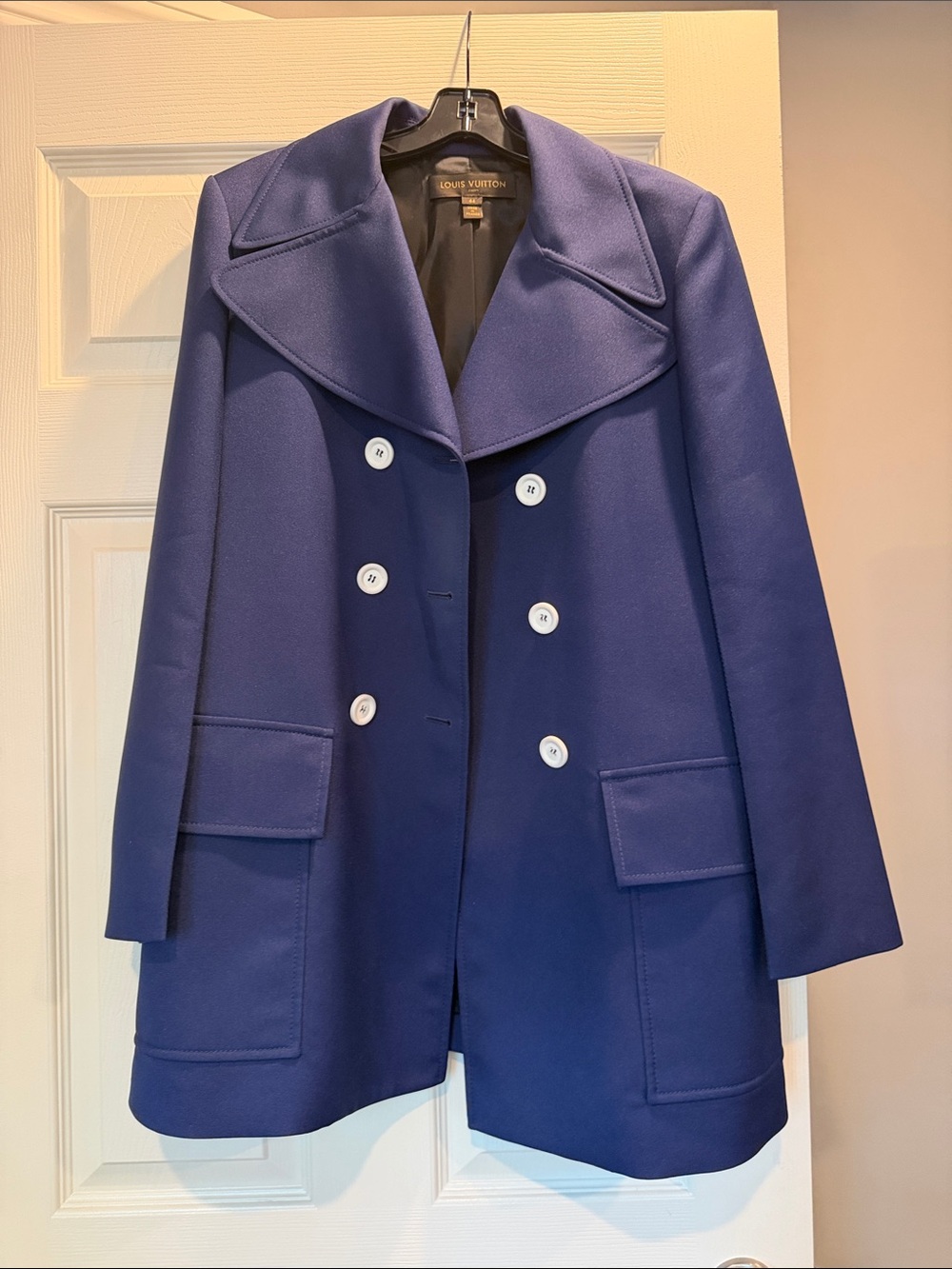 Louis Vuitton Double-Breasted Royal Blue Wool Blazer Coat